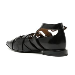 AJ926 Flat Shoes Black Polido