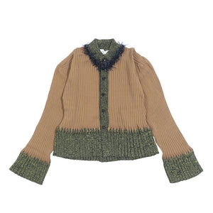 Wide Rib Knit Cardigan Beige