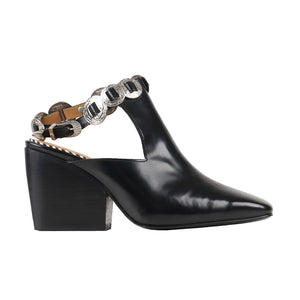 AJ1308 - BUCKLE ANKLE MULE HEEL BLACK