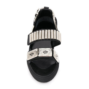 AJ664 Metal Sneakers Sandals Black