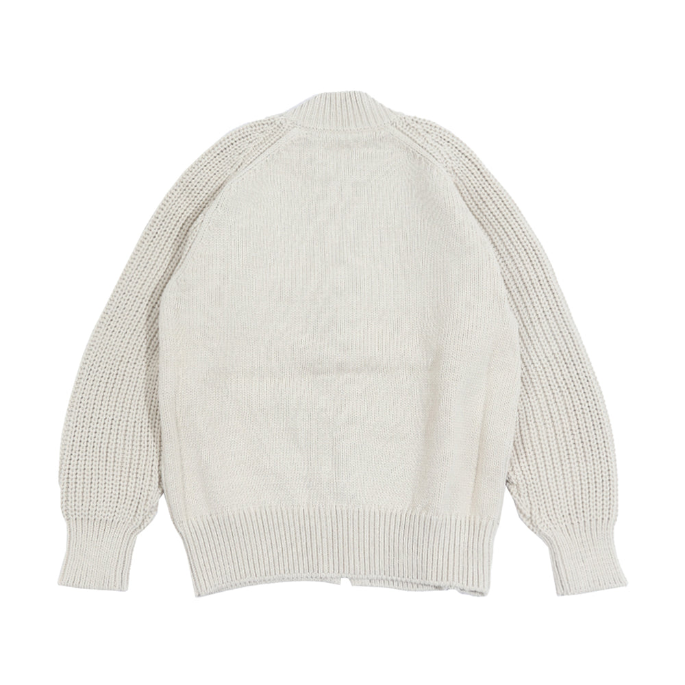 Intarsia Knit Cardigan Off White