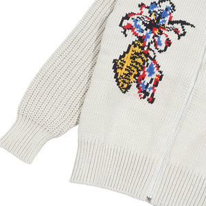 Intarsia Knit Cardigan Off White