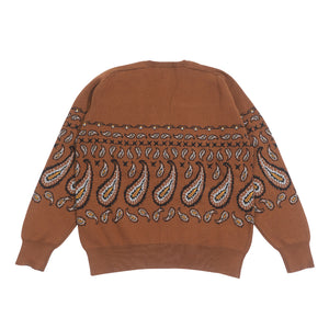 Paisley Jacquard Knit Cardigan Brown