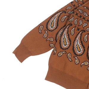 Paisley Jacquard Knit Cardigan Brown