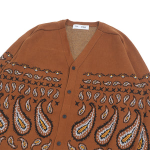 Paisley Jacquard Knit Cardigan Brown