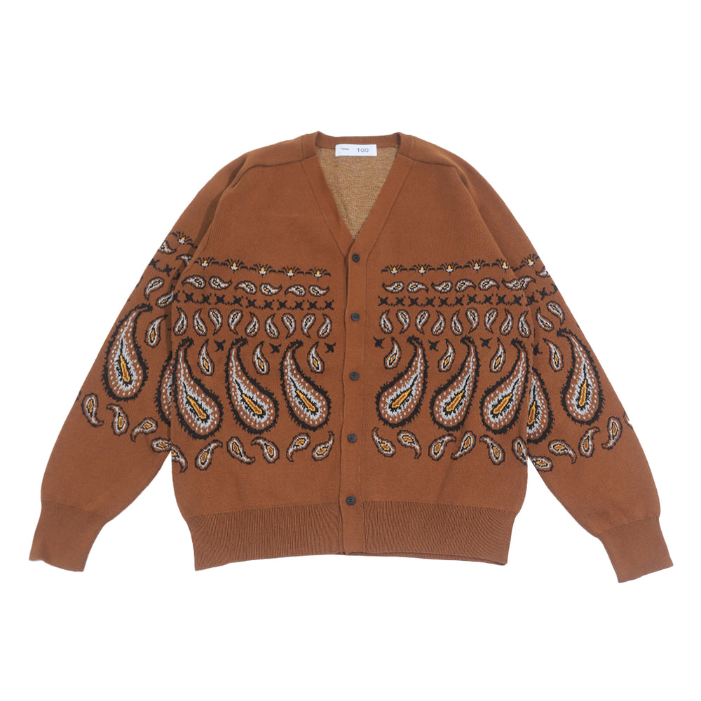 Paisley Jacquard Knit Cardigan Brown