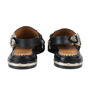 AJ1312 - EYELET METAL SANDALS BLACK