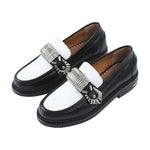 AJ1184 TWO-TONED LEATHER LOAFERS BLACK WHITE HARD LEATHER