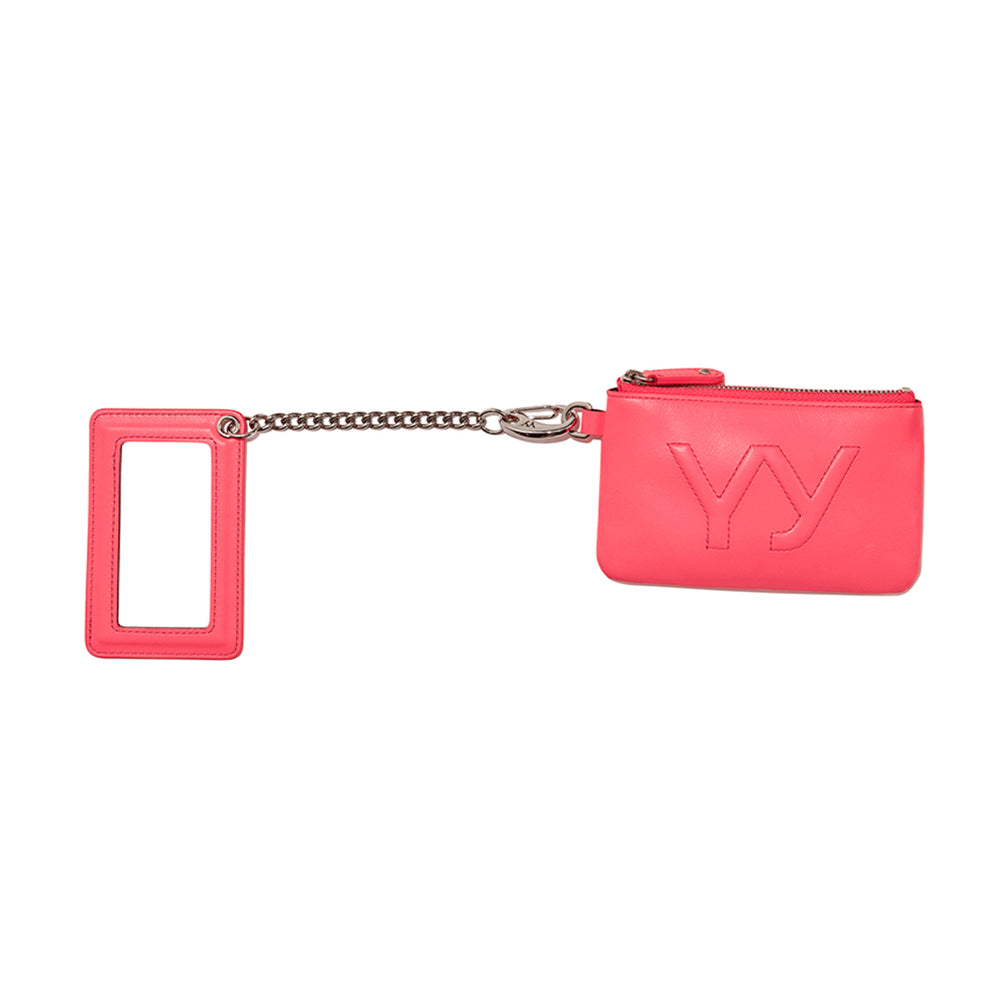 YY CHAIN WALLET WITH MIRROR PINK