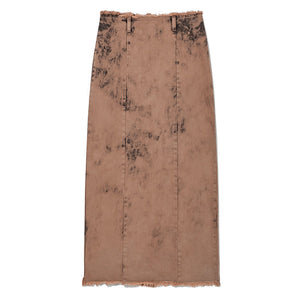 DYED DENIM MAXI SKIRT BROWN