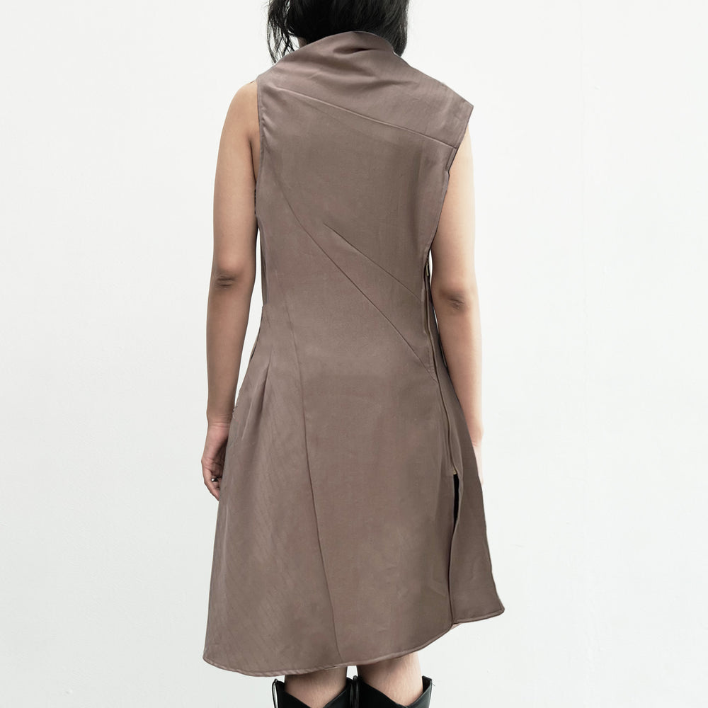 Khiso Asymmetrical Knot Dress Taupe