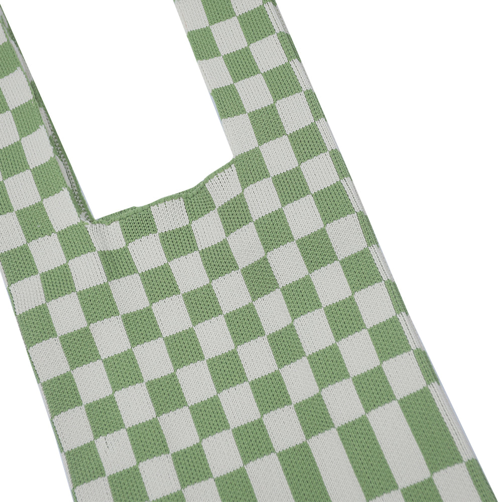 LIBURAN CHECKERED TOTE BAG MATCHA CREAM