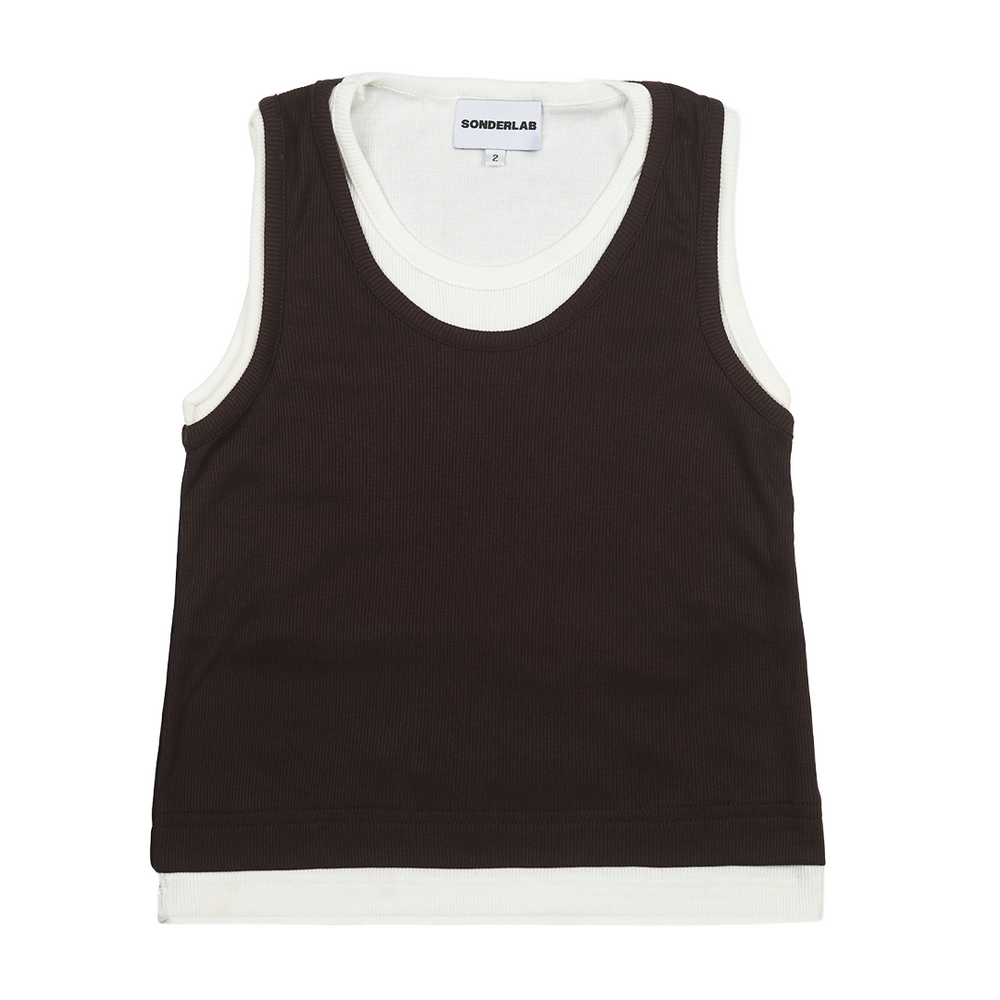 DOUBLE LAYERED TANK TOP CHOCOLATE - WHITE