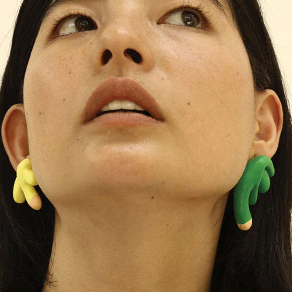 Kizs Earrings Light Yellow, Emerald Green, Beige