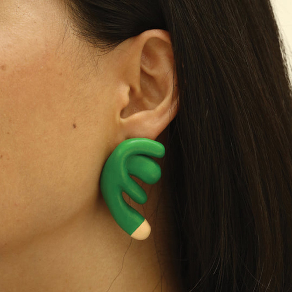 Kizs Earrings Light Yellow, Emerald Green, Beige