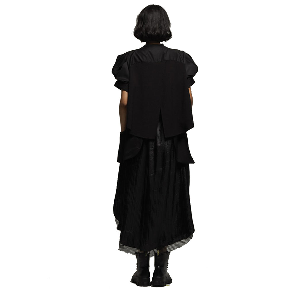 Back Pleated Mid-Dress black