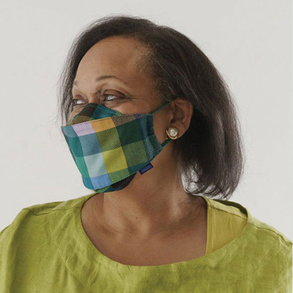 Fabric Mask Loop - Madras Mix 1 Green