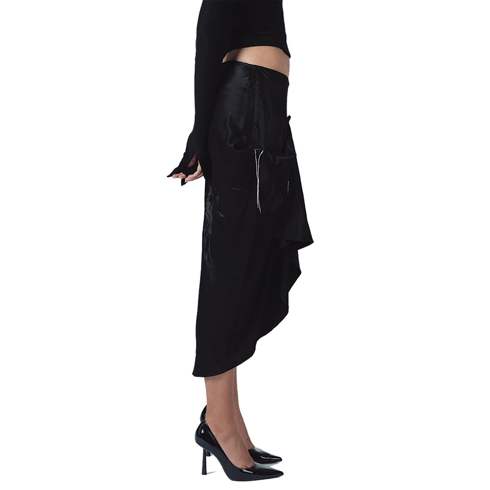 DRAPE BLACK SKIRT BLACK