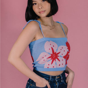 
            
                Load image into Gallery viewer, Sakura Blossom Knit Tube Top Blue
            
        