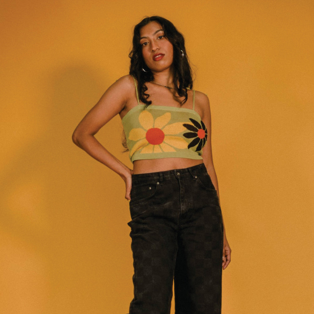 
            
                Load image into Gallery viewer, Sunflower Bloom Knit Tube Top Green
            
        