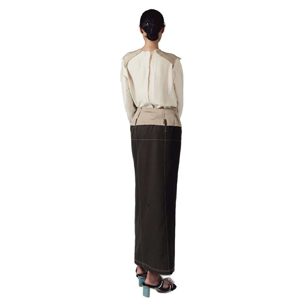 LONG WRAPPED SKIRT BROWN