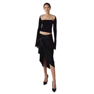 DRAPE BLACK SKIRT BLACK