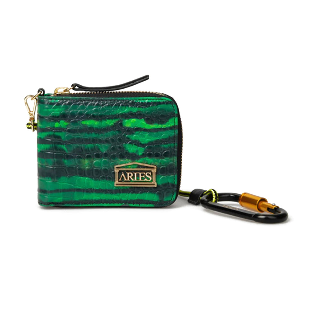 Watercolour Croc Leather Wallet Green