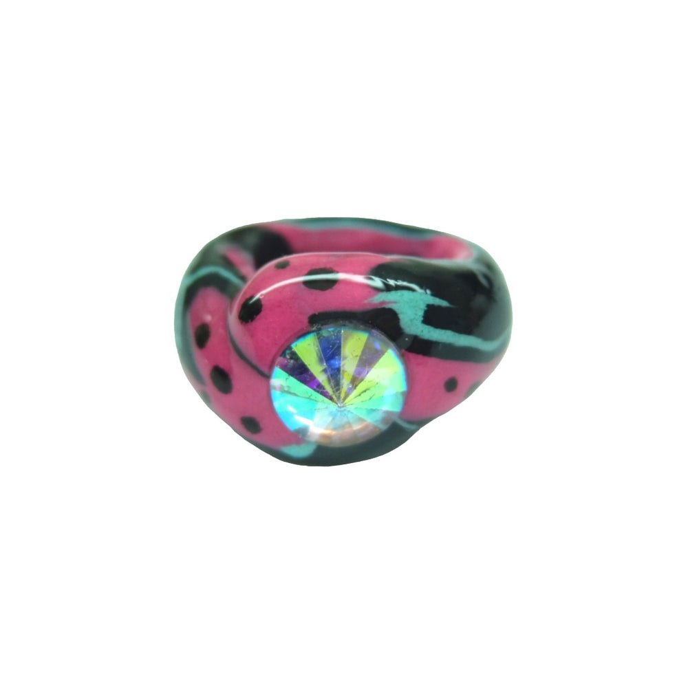 Taffy Ring #497 Black, Pink & Turquoise