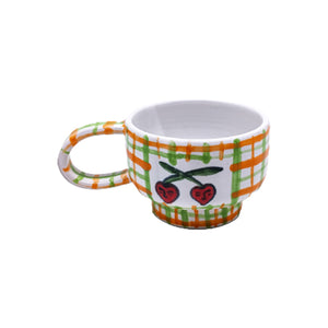 Serbet Tea Cup Orange - Green - Red