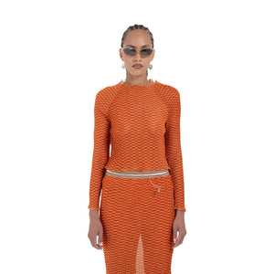 SLASHED NECK TOP ORANGE CROC