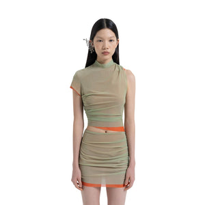 DOUBLE MESH TOP MOSS / ORANGE
