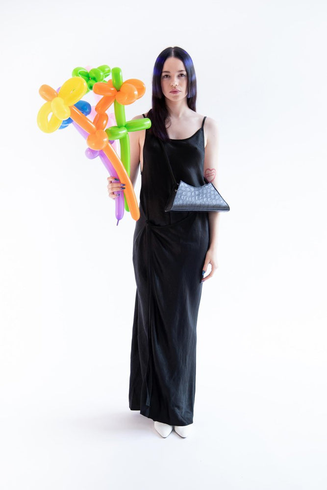 ASZBAGUETTE CROCO BLACK CROSSBODY BLACK