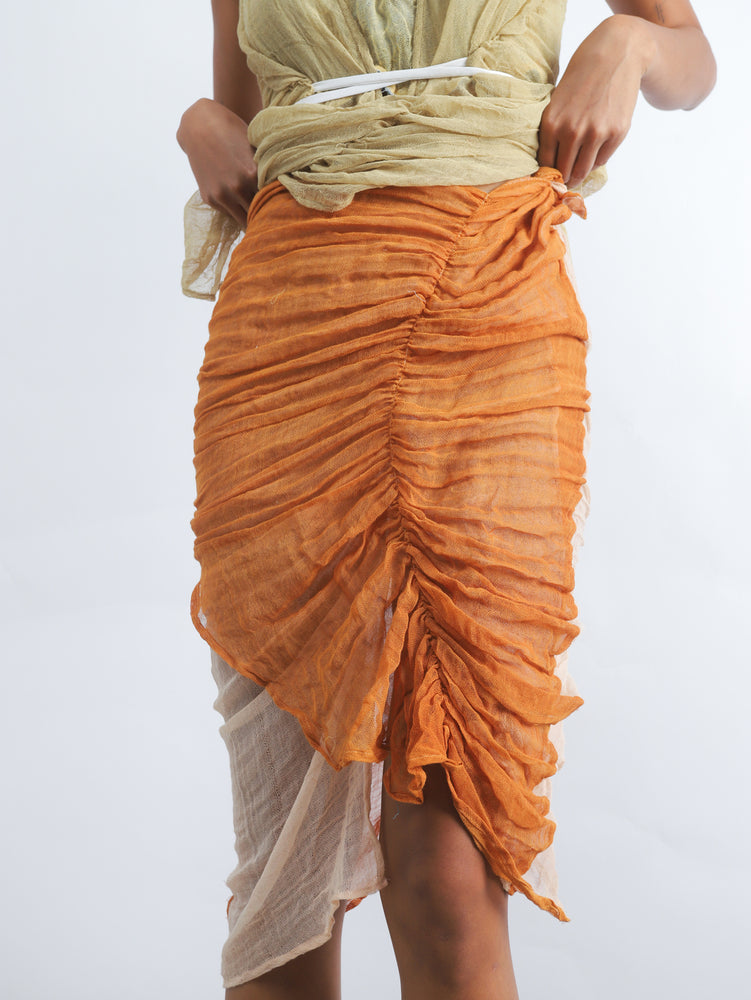 CARIDEAN Twisted Skirt ORANGE & PEACH