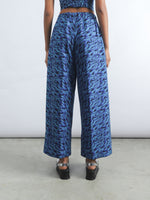 crepe primal pants blue motif