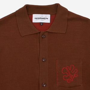 Upside Down Knitted Shirt 01 Brown