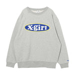 Chenille Embroidery Oval Logo Crew Sweat Top Grey