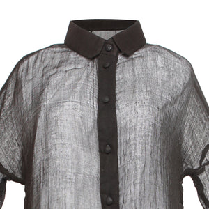Gauze Plain Shirt Black