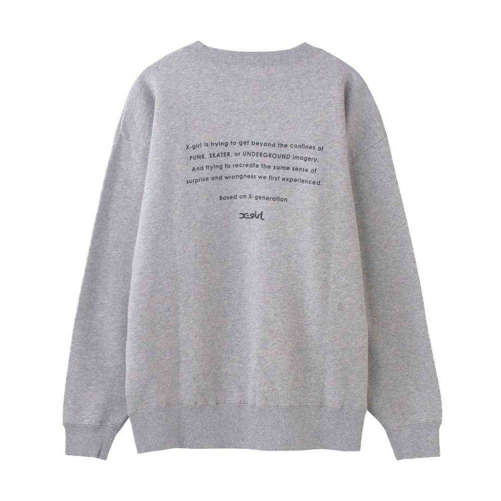 Face Embroidery Crew Sweat Top Grey