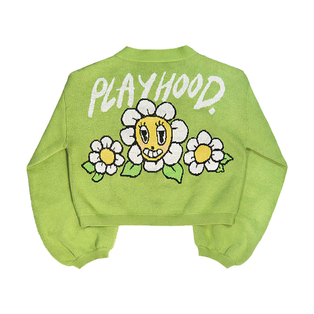 
            
                Load image into Gallery viewer, Green Hoodie Daisy Crop Cardigan Green
            
        