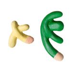 Kizs Earrings Light Yellow, Emerald Green, Beige