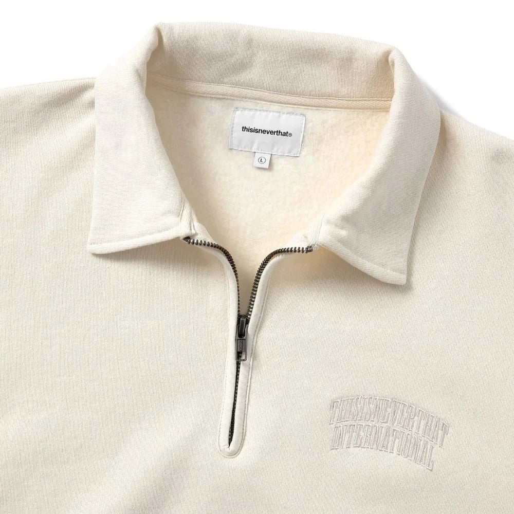 Half Zip Polo Sweatshirt Natural