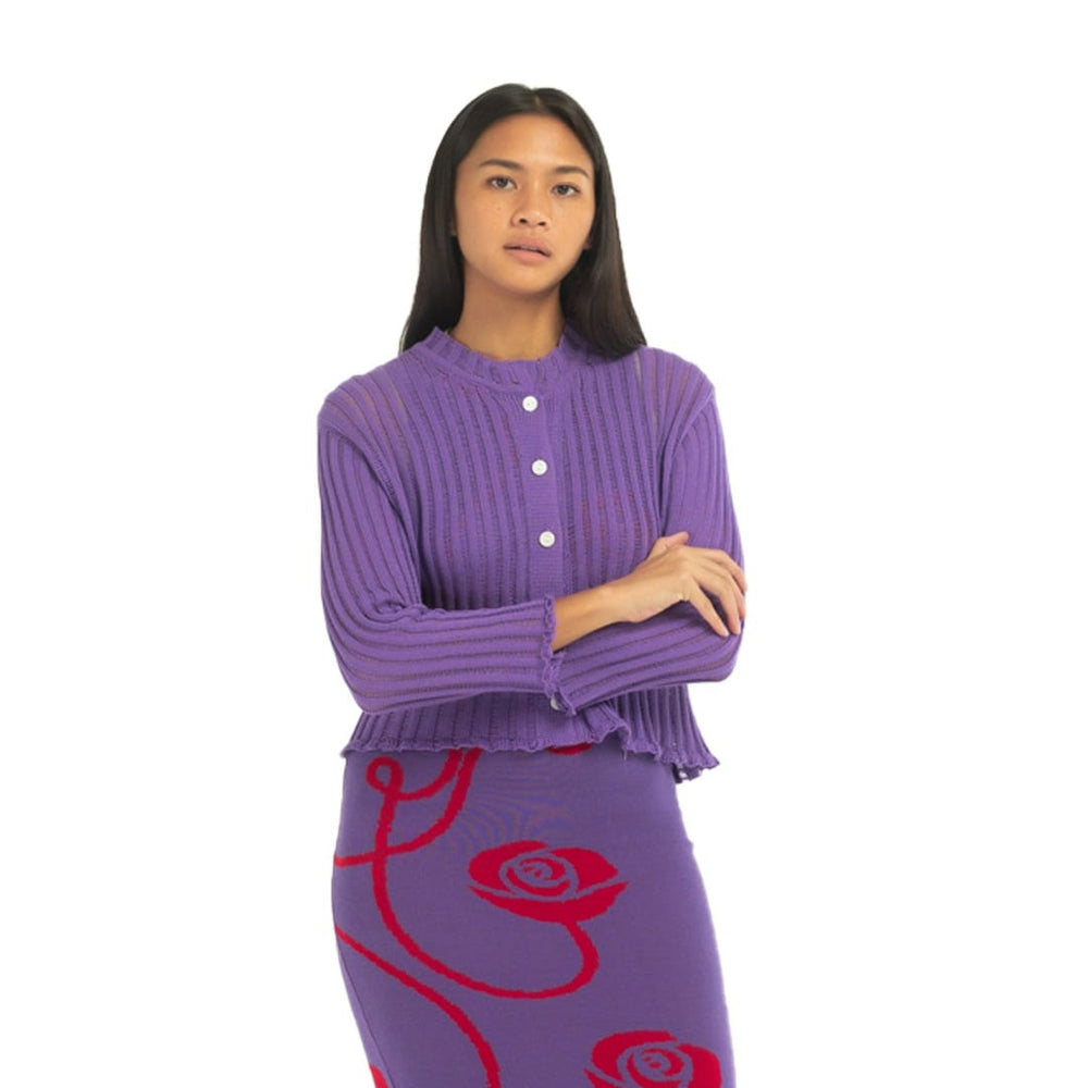 
            
                Load image into Gallery viewer, Ladder Knit Cardigan Lavender
            
        