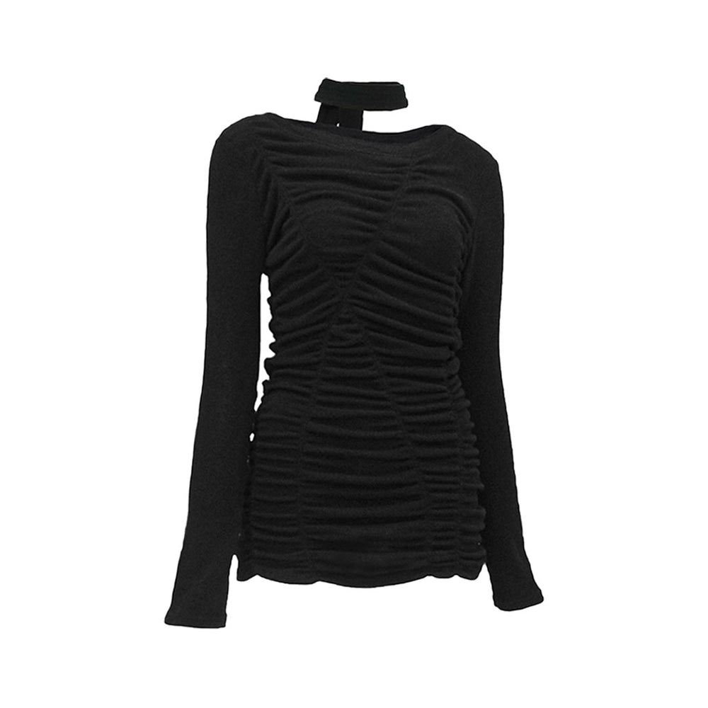 
            
                Load image into Gallery viewer, Shirring Long Sleeve Knit Black
            
        
