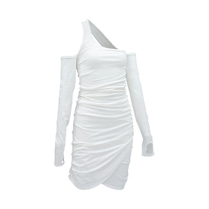 Wavy Fitted Dress White