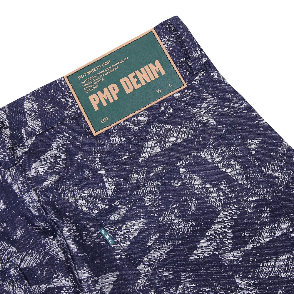 Pipes Jacquard Denim Pants Indigo