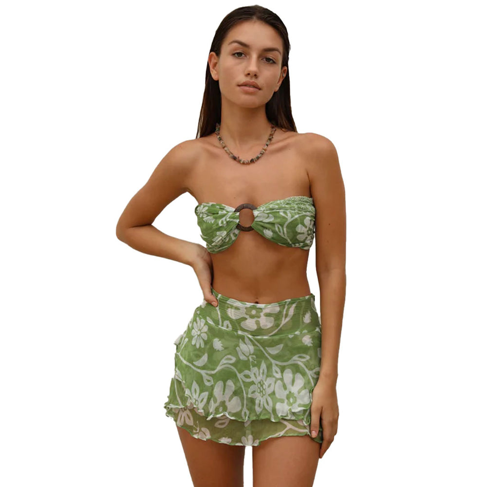 
            
                Load image into Gallery viewer, Ruffle Skirt Vacation Moss Green
            
        