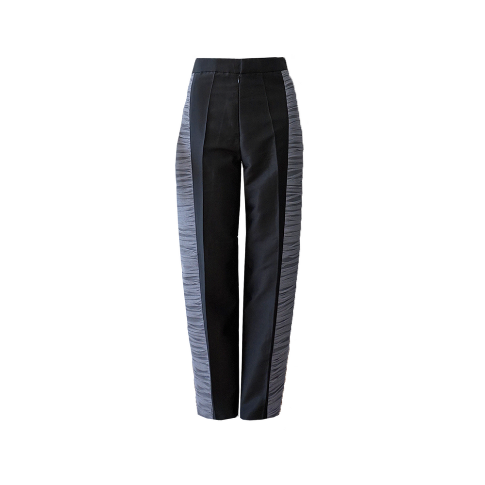 
            
                Load image into Gallery viewer, Ss22 Ruched Tulle Trousers 208 Black Grey
            
        