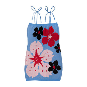 
            
                Load image into Gallery viewer, Sakura Blossom Knit Tube Mini Dress Blue
            
        