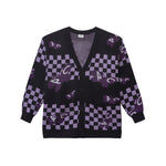 Social Butterfly Knit Cardigan Black, White, Purple & Soft Purple