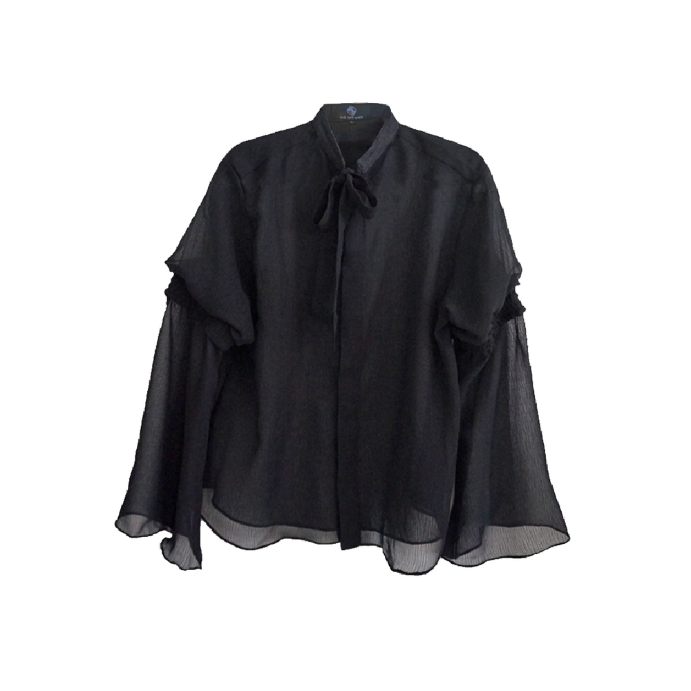 SS23 Vichy Chiffon Shirt 111 Black